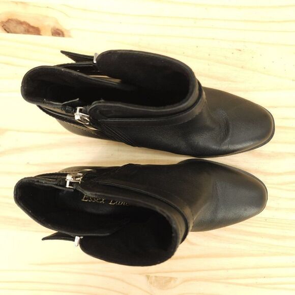 Essex Lane Womens Ankle Boots 6.5 Black Leather Elegant Chic Buckle Strap Bootie - Picture 3 of 9
